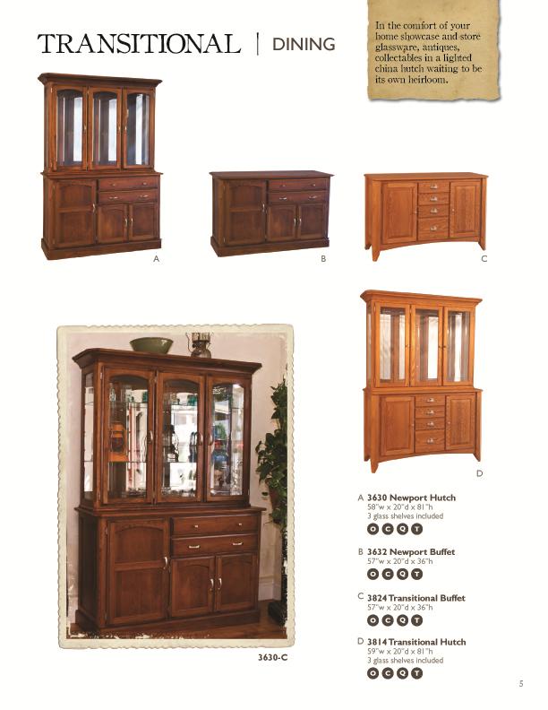 Oakwood Industries Casual Dining 3632T Newport Dining Buffet Mueller